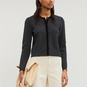 Maje - Malicia Striped Stretch-Knit Cardigan, 1